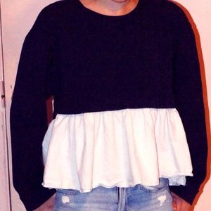 Ruffled Light Denim on Cotton Shirt